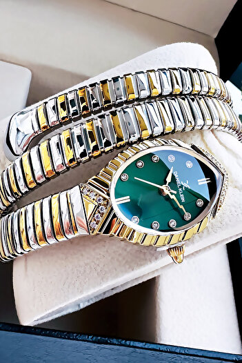 Daniel Klein Snake Model Women Wrist Watch, Waterproof Gold Silver Steel Band - Bracelet Gift Gdkb2012C3