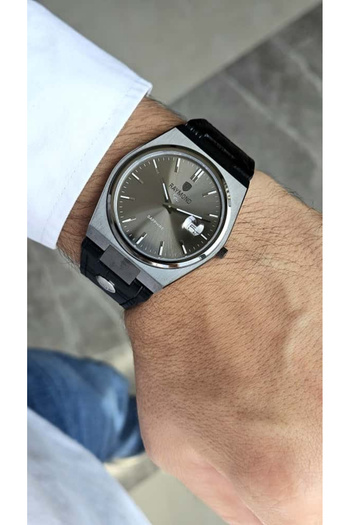 Raymond Rym-633061 Slim Classic Men's Watch - Sapphire Glass - Leather Strap - Steel Case - 2 Years Warranty Gray-Bk