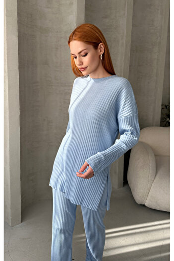 EYYE Baby Blue βαμβακερό γυναικείο παντελόνι μπλούζα δύο τεμαχίων