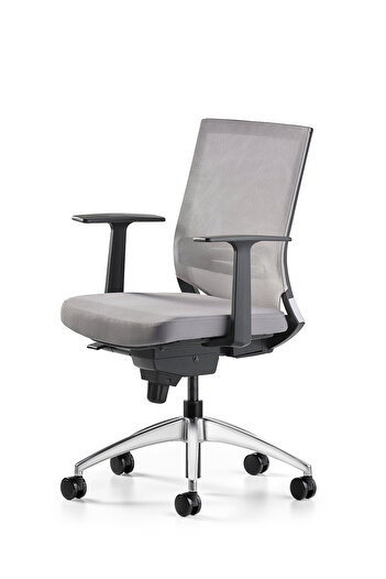 Bürotime Cozy Başlıklı Çalışma Koltuğu - 3d Kol - Alüminyum Ayak - Gri/antrasit