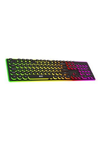 Genel Markalar Kablolu Usb Daktilo Klavye Mouse Set Led Işıklı Rainbow Aydınlatmalı Klavye Mause BKB-8