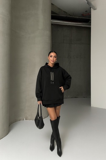 moda paketi Scuba Fabric Comfortable and Stylish Hooded Sweatshirt