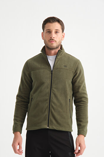 Shooter Sportswear Premium Men's Fleece Sweatshirt Regular Fit Zippered Khaki