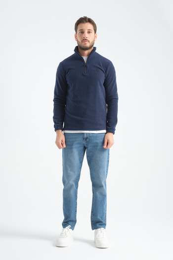 Shooter Sportswear Men's Winter Fleece Sweatshirt Half Zipper Standard Fit Navy Blue