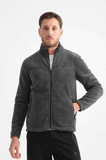 Shooter Sportswear Premium ανδρικό φλις φούτερ κανονικής εφαρμογής με φερμουάρ καπνιστό