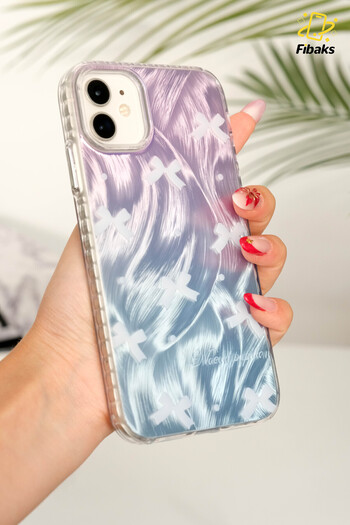 Fibaks iPhone 11 Case Shiny Hologram Bow Pattern Shock-Absorbing Camera Protruding Colorful Silicone