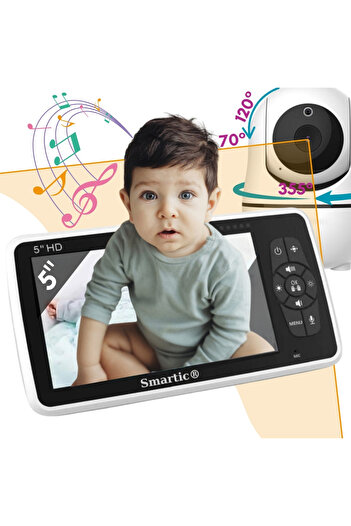 SMARTIC Audio-video baby monitor, 300m range, automatic night mode, temperature monitoring