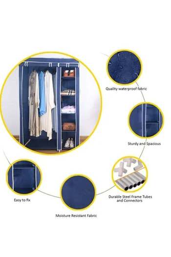 fulina Multipurpose Fabric Canva Wardrobe/Closet,with Non-woven Storage Cupboard Organizer,172 x 110 x 45cm