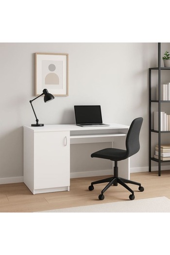 Homelux Albert Desk, 120x60x76 cm, 1 door, white color, chipboard 18 mm