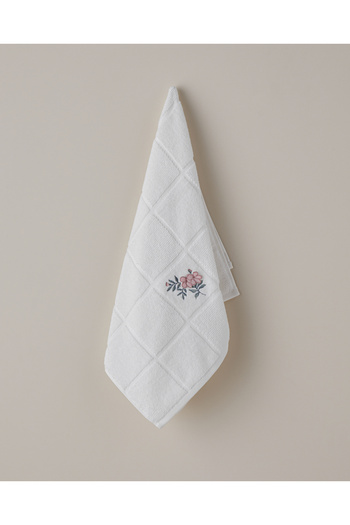 English Home Floral Check Cotton Face Towel 50X80 cm White