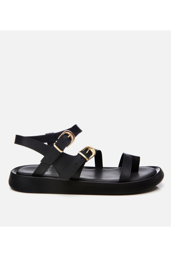 Hotiç Women's Black Yaya Flat Sandals with Adjustable Belt
