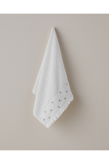 English Home Floral Garden Cotton Embroidered Face Towel 50X80 cm Ecru