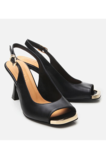 Hotiç Women's Leather Black Heeled Sandals