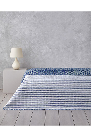 English Home Aquatic Flowers Single Multi-Purpose Cover 160X220 cm Navy Blue