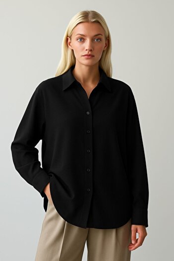 İLKCET MODA Modal Fabric Oversize Women's Shirt