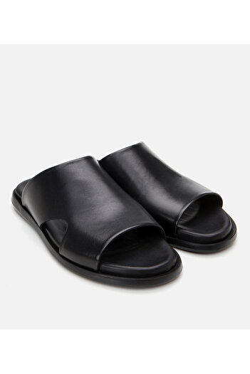 Hotiç Men's Leather Black Slippers