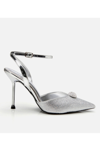 Hotiç Women's Lame Stone Evening Dress Stiletto