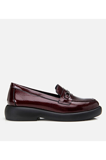 Hotiç Genuine Leather Claret Red Women's Buckle Loafer