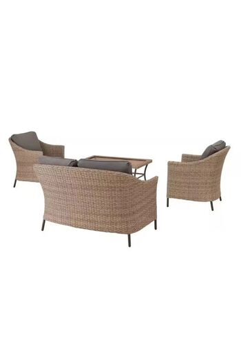 Maison Mex Garden/terrace furniture set 2 armchairs, sofa and coffee table, LIAM, anthracite/brown/gray