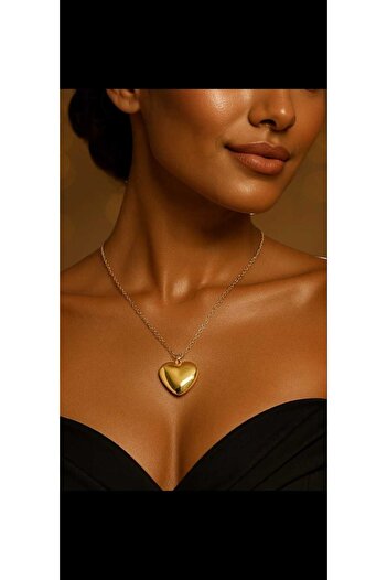 NKIE JEWELS Space 3149 Steel Glossy Necklace- Color Chain Heart of Love Way Necklace Pendant Gold