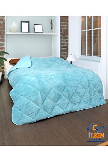 cs ilkim ''With a Gift'' Double Luxury Turquoise Welsoft Quilt Reversible 195X215