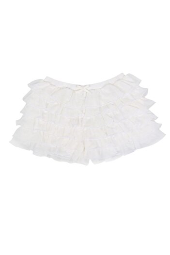 La Sarta Rummos White Tulle Frilly Short Skirt