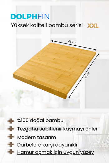 DolphFin Jumbo Size Cutting Board Bamboo Cutting Board XXL Suitable for Rolling Dough