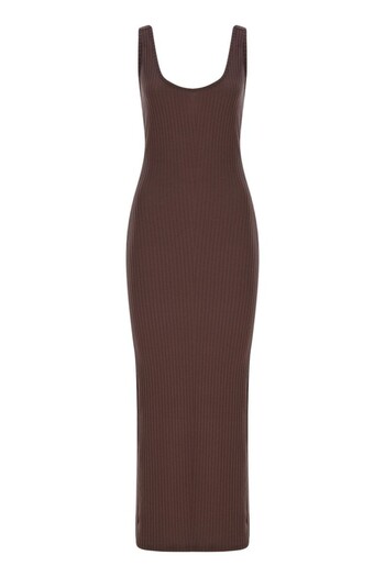 La Sarta Siena Backless Brown Strap Camisole Dress