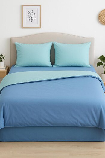 S&R Double Duvet Cover Set Colorful Reversible Blue Bed Sheet
