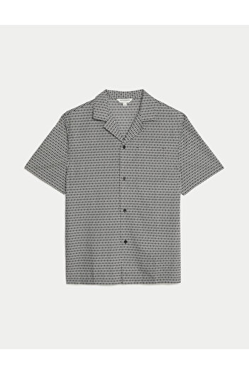 Marks & Spencer Kısa Kollu Desenli Supima® Pijama Üstü