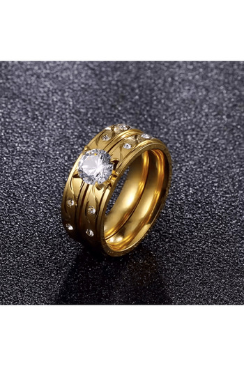 Sparkling Beauty Elegant 18K Gold-Plated Double Ring for Women – Luxurious & Durable Size 7 US