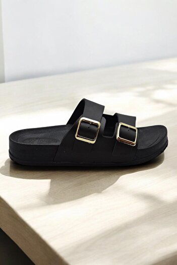 ISPARTALILAR 210 Ctk Comfortable Sole Daily Women's Slippers Double Buckle Women's Slippers