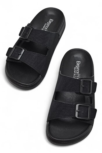 ISPARTALILAR 380 Comfortable Orthopedic Sole Daily Women's Slippers Double Buckle Women's Slippers with Sim Detail