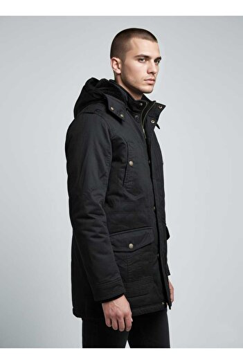 DYNAMO Men's Hooded Fur Lined Waterproof Coated Thick Coat