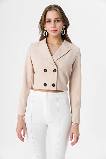 ŞİMAL Kadın Kısa Düğme Kapamalı Blazer Ceket 250218 - 250467