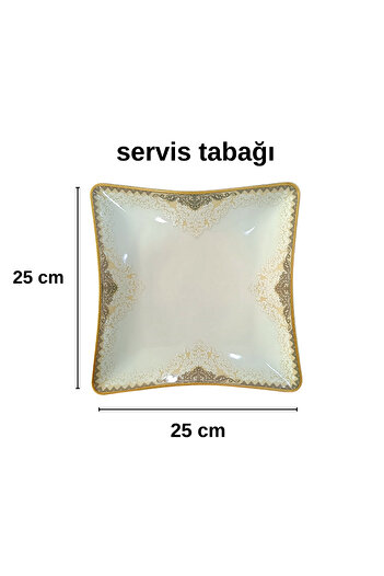Pars 24 Parça 6 Kişilik Porselen Gold Detaylı Yemek Takımı
