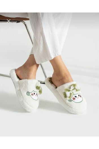 STOCON Bow Tie Plush Winter Women's Slippers Dowry Slippers Bundle Slippers Stc1172