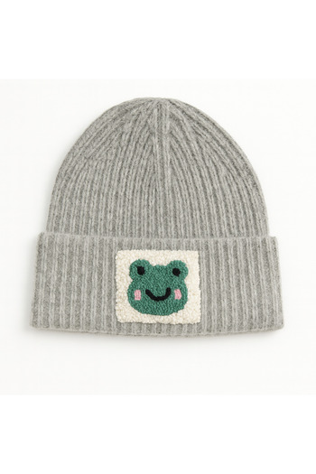 byebruketenci gray beret frog print luxury wool hat