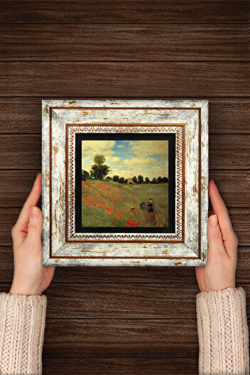 Pinecone Claude Monet Poppies Framed Stone Wall Painting – Decorative Home and Office Decor | T1-247 |