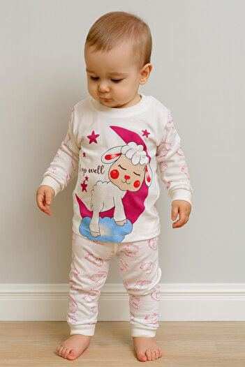 mini mia Cute Printed Baby Kids Pajamas Top and Bottom 2-4-5 Years Old