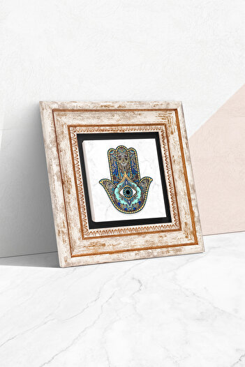 Pinecone Pictură pe perete cu piatră înrămată Fatma Ana Eli (Hamsa) – Decorativă modernă, decor pentru casă și birou | T1-01 |