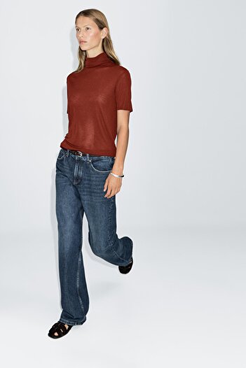 Massimo Dutti Kısa kollu dik yaka t-shirt