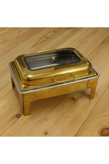 ALMASA Rectangular hydraulic buffet heater with a glass opening of 9 liters, gold