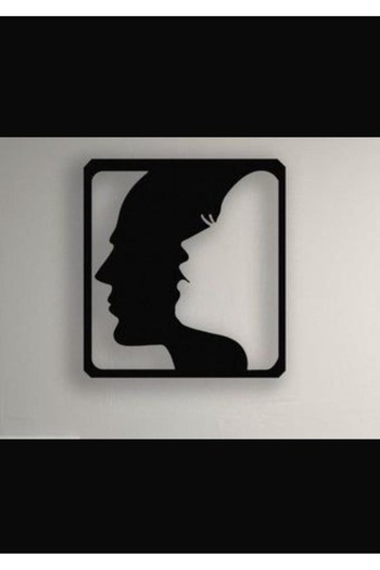 VENON Black Metal 30 cm Gestalt Male Face Female Face Patterned Wall Decor Modern Minimalist Metal Painting