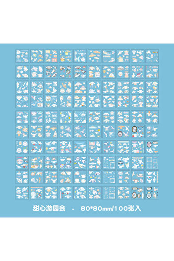 Miniso 1box Cinnamoroll 100pcs/Boxs Kawaii Cartoon Kuromi Anime Stickers Cute Melody Cinnamoroll Cartoon As