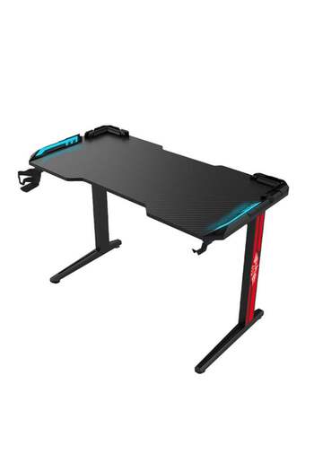 sharpdo Gaming Desk Desktop Computer Desk with RGB Lights and Water Cup Holder