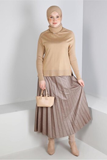 Alvina PLEATED FUNNY LEATHER SKIRT 60348