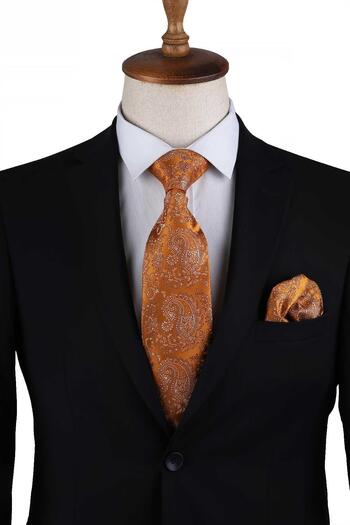 Kravatkolik Yellow Shawl Pattern Handkerchief Classic Tie Kk13211