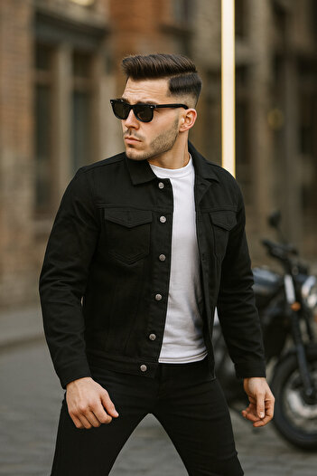 Pobudo Black Color Denim Jacket