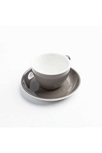 Shuer Ceramic Coffee Cup And Saucer Set Grey/White 16.2x16.2x2.5cm